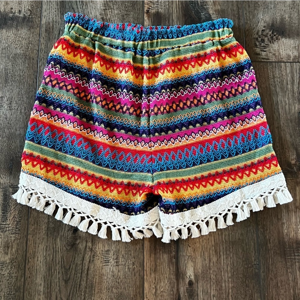 NWT Emery Rose Geometric Print Elastic Waist Tassel Colorful Shorts Size XL